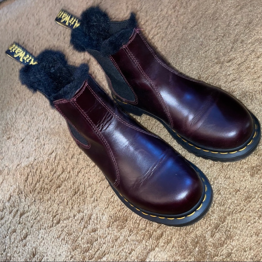 Doc Marten fur-lined Chelsea boot in Oxblood